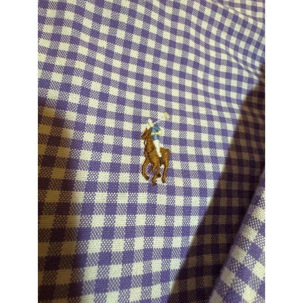 Polo Ralph Lauren Mens XXL Classic Fit Gingham Button Down Shirt Purple White - Picture 2 of 9
